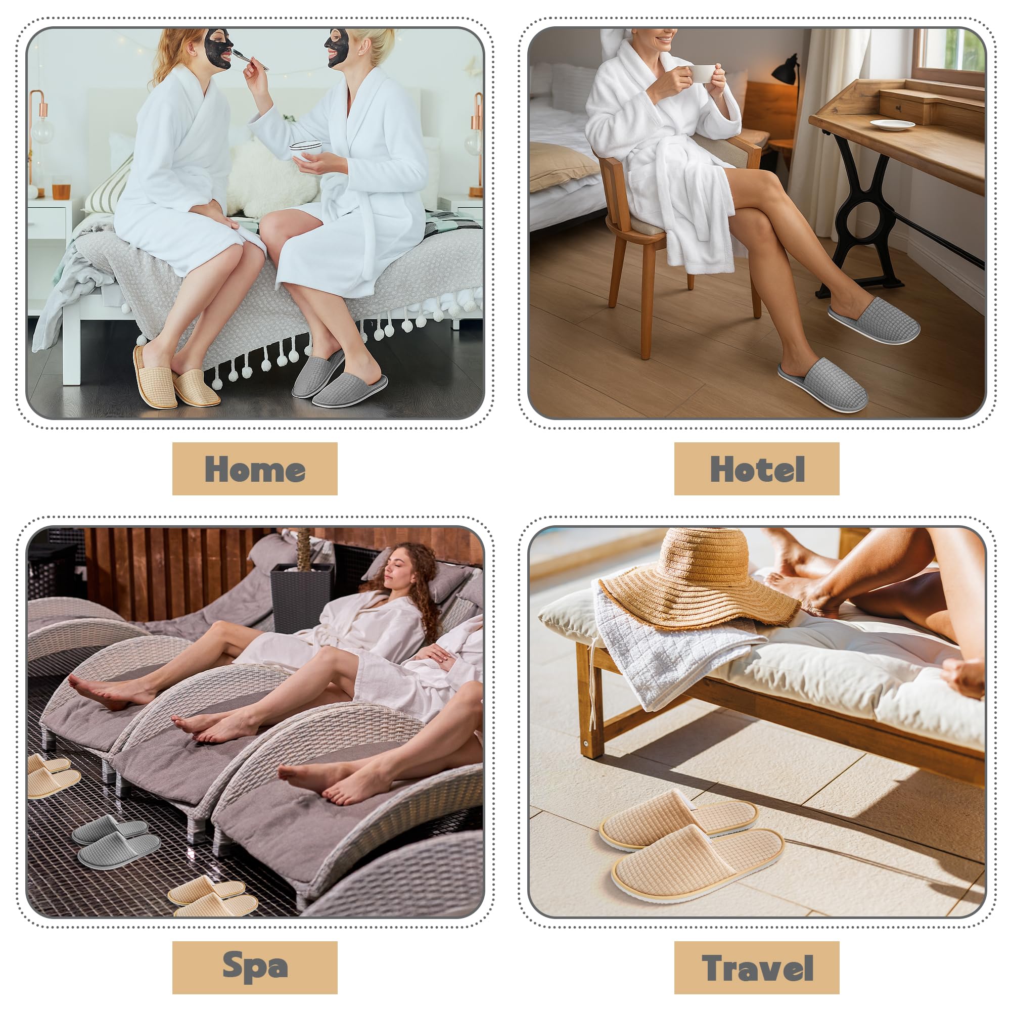 Vipay travel-friendly hotel spa use-case slippers on guest floors.