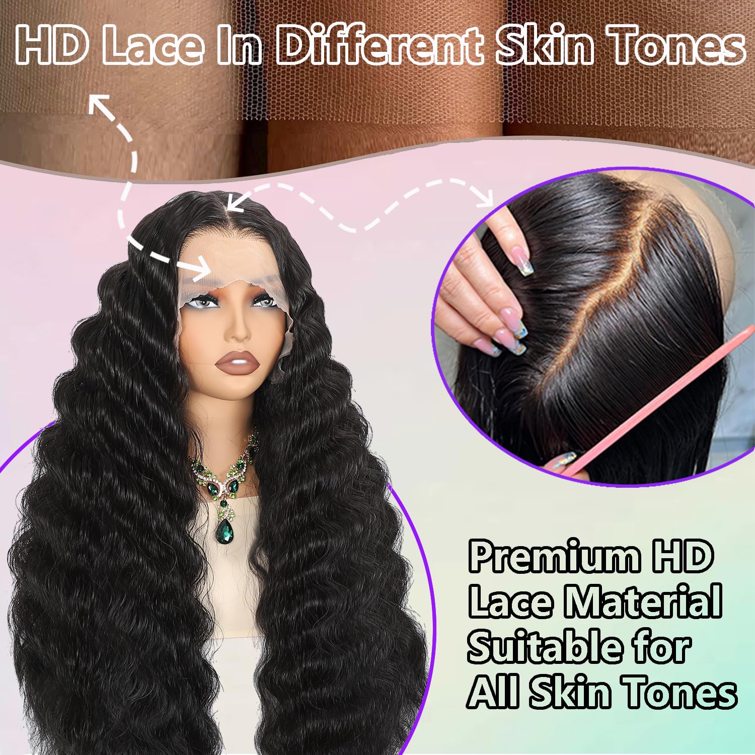 VIPPRETTY glueless wig application demo for quick, secure styling.