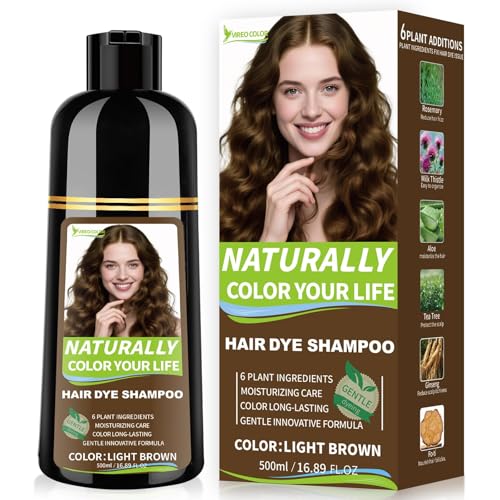 Vireo Color Light Brown Hair Dye Shampoo bottle for easy gray coverage.