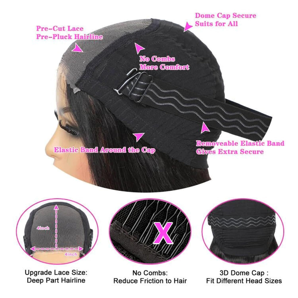 Cap area of Virginess wig with adjustable straps for secure comfort.