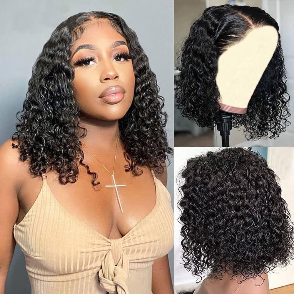 Virginess Wear and Go Glueless Deep Wave Bob Wig main view demonstrates quick, glue-free styling.