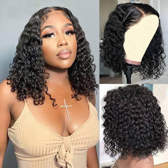 Virginess Wear and Go Glueless Deep Wave Bob Wig main view demonstrates quick, glue-free styling.