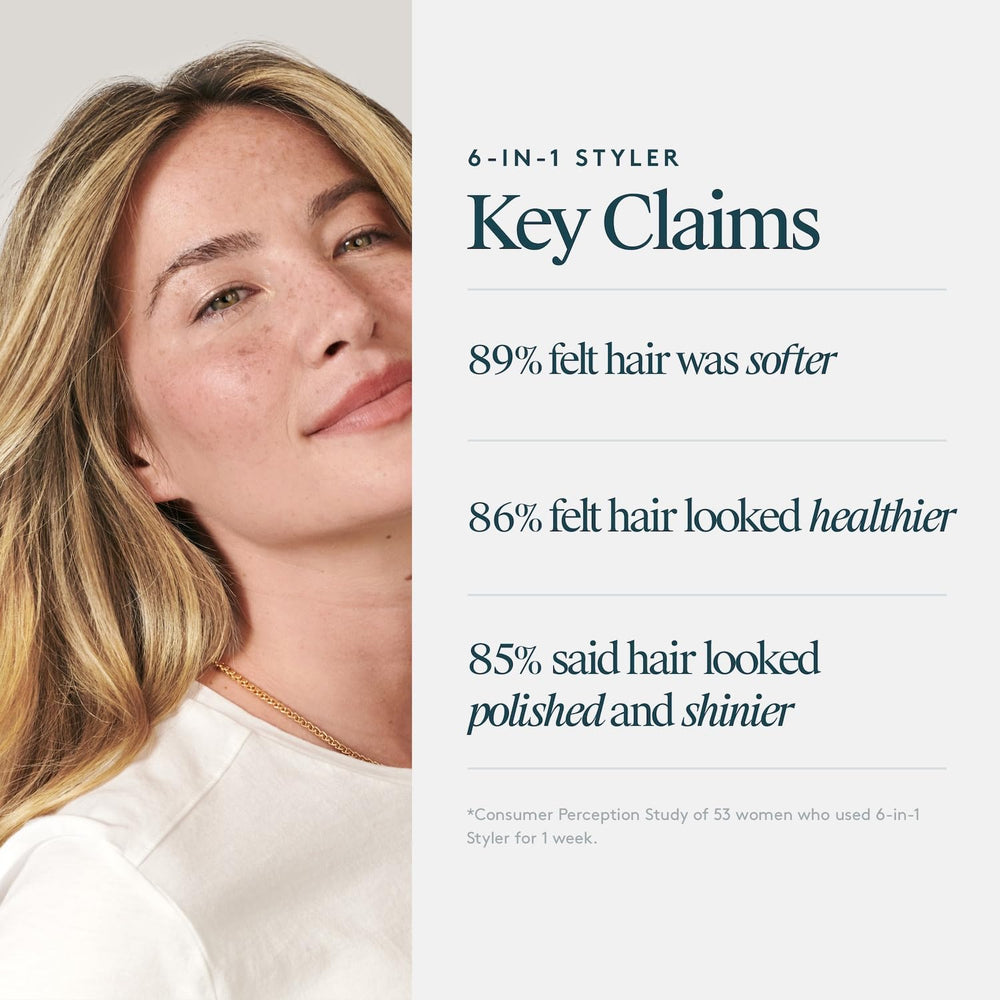 Virtue 6-in-1 Styler all-hair-types suited for curls, waves, and straight hair.