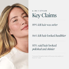 Virtue 6-in-1 Styler sheer cream texture on hand shows no grease