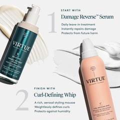 Virtue Curl Defining Whip fights frizz for a smoother, touchable finish.