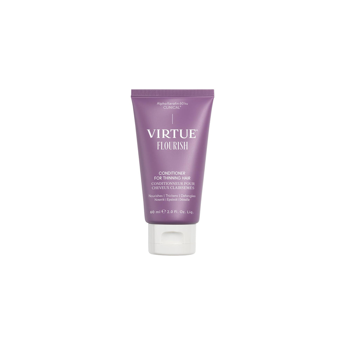 VIRTUE Flourish conditioner bottle for lightweight detangling and smooth rinsing on fine hair