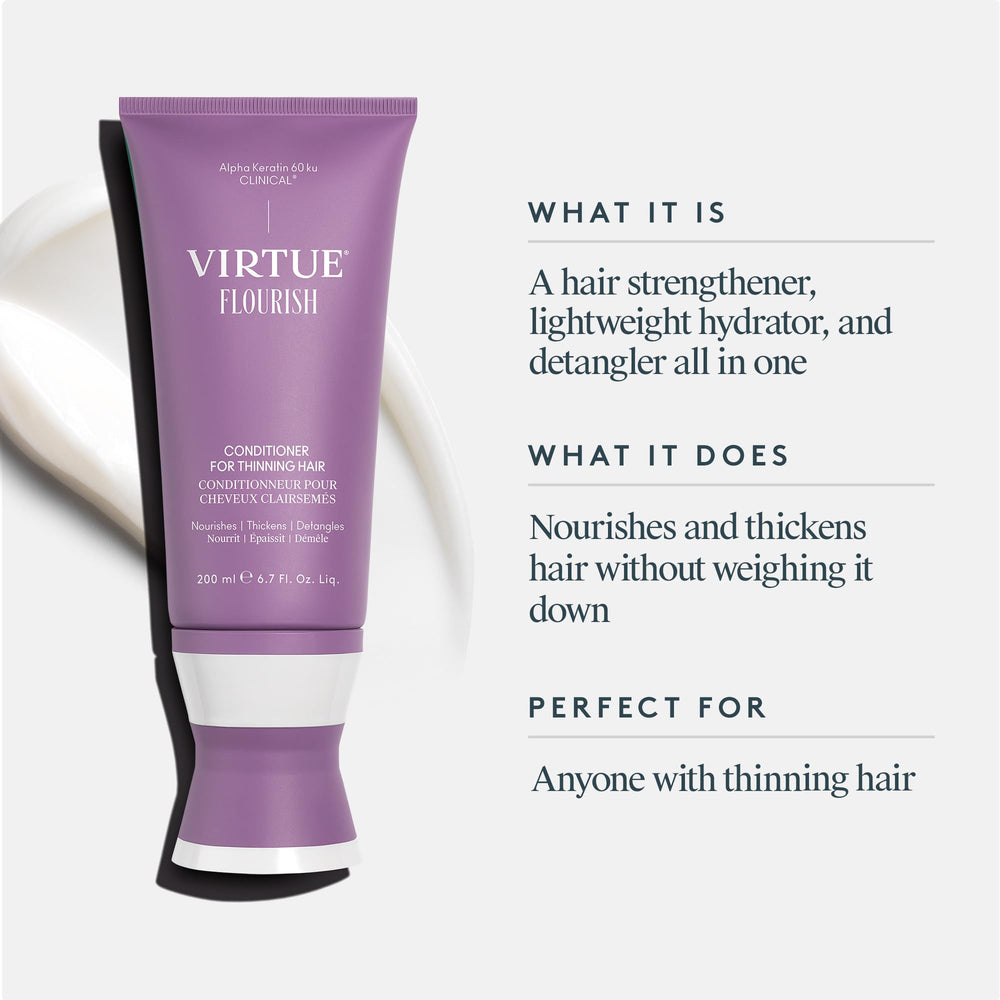 Virtue Flourish Conditioner demonstrated during wash day for smoother combing.