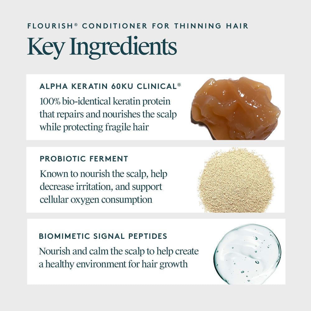 VIRTUE Flourish conditioner on fine hair before and after demonstrates lightweight nourishment