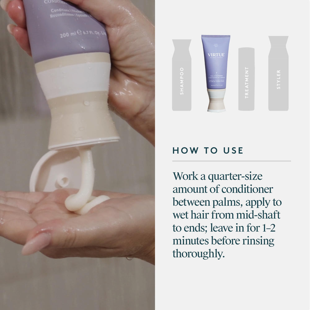 VIRTUE Full Conditioner color-safe formula protects color-treated hair