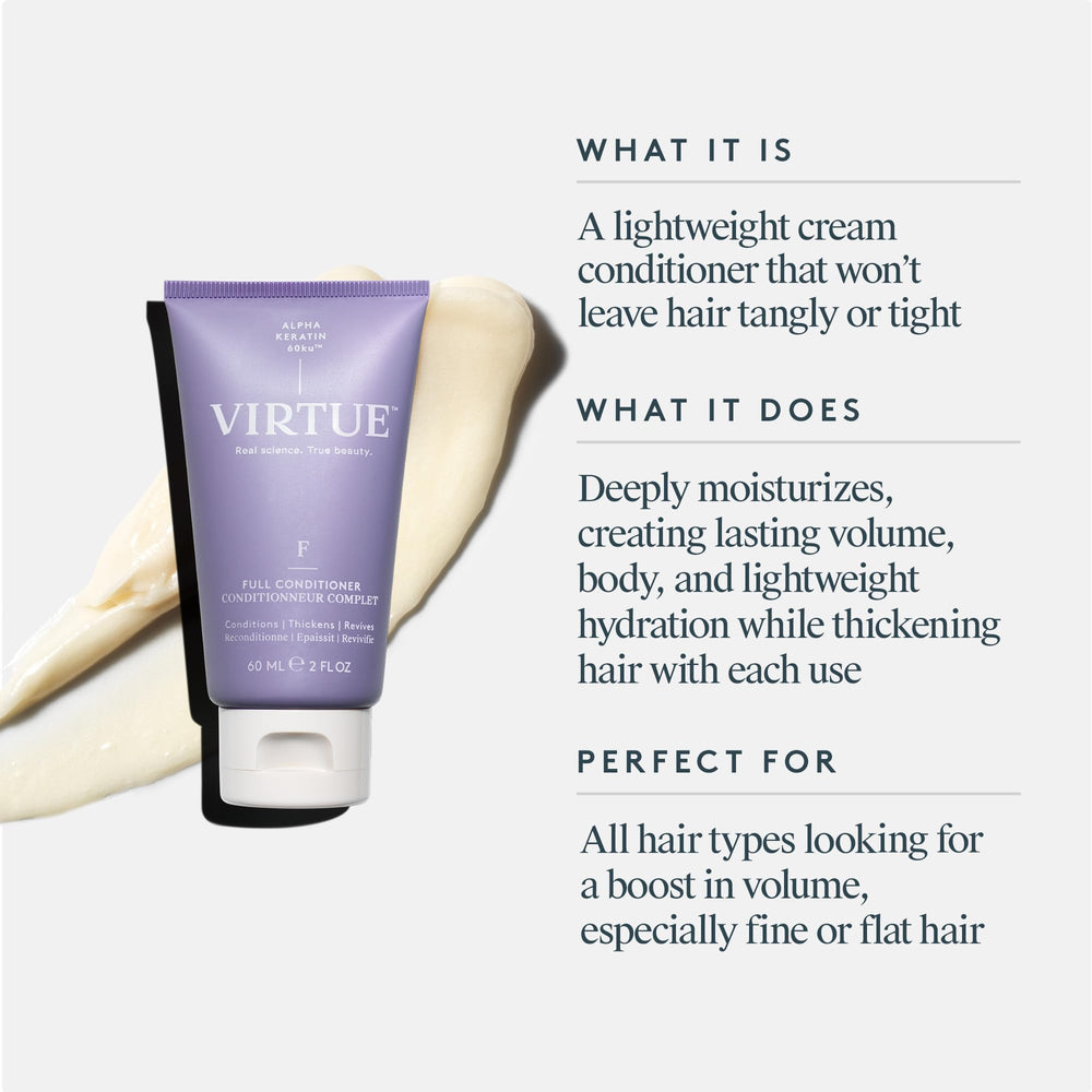 VIRTUE Full Volumizing Conditioner shine-finish captures glossy, healthy-looking hair