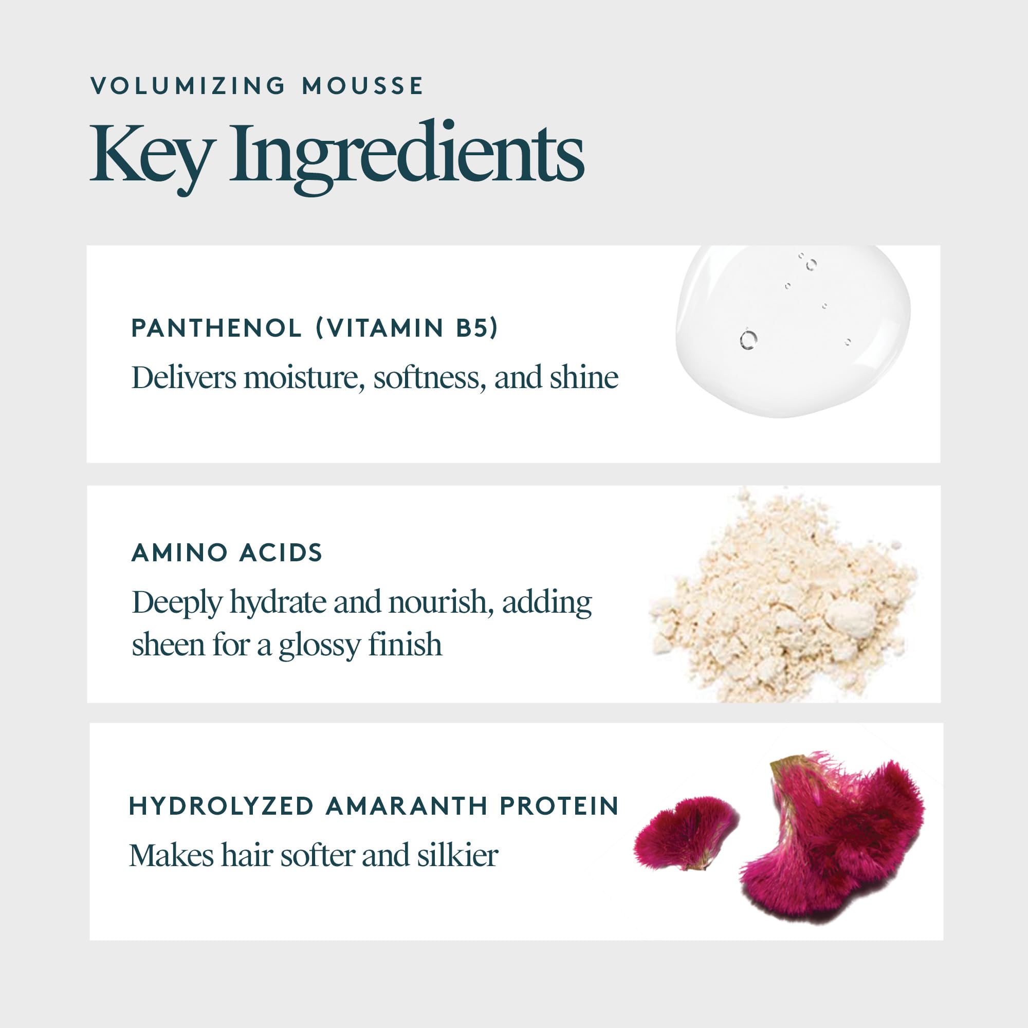 Virtue Full Volumizing Hair Mousse airy foam texture ideal for flexible hold.