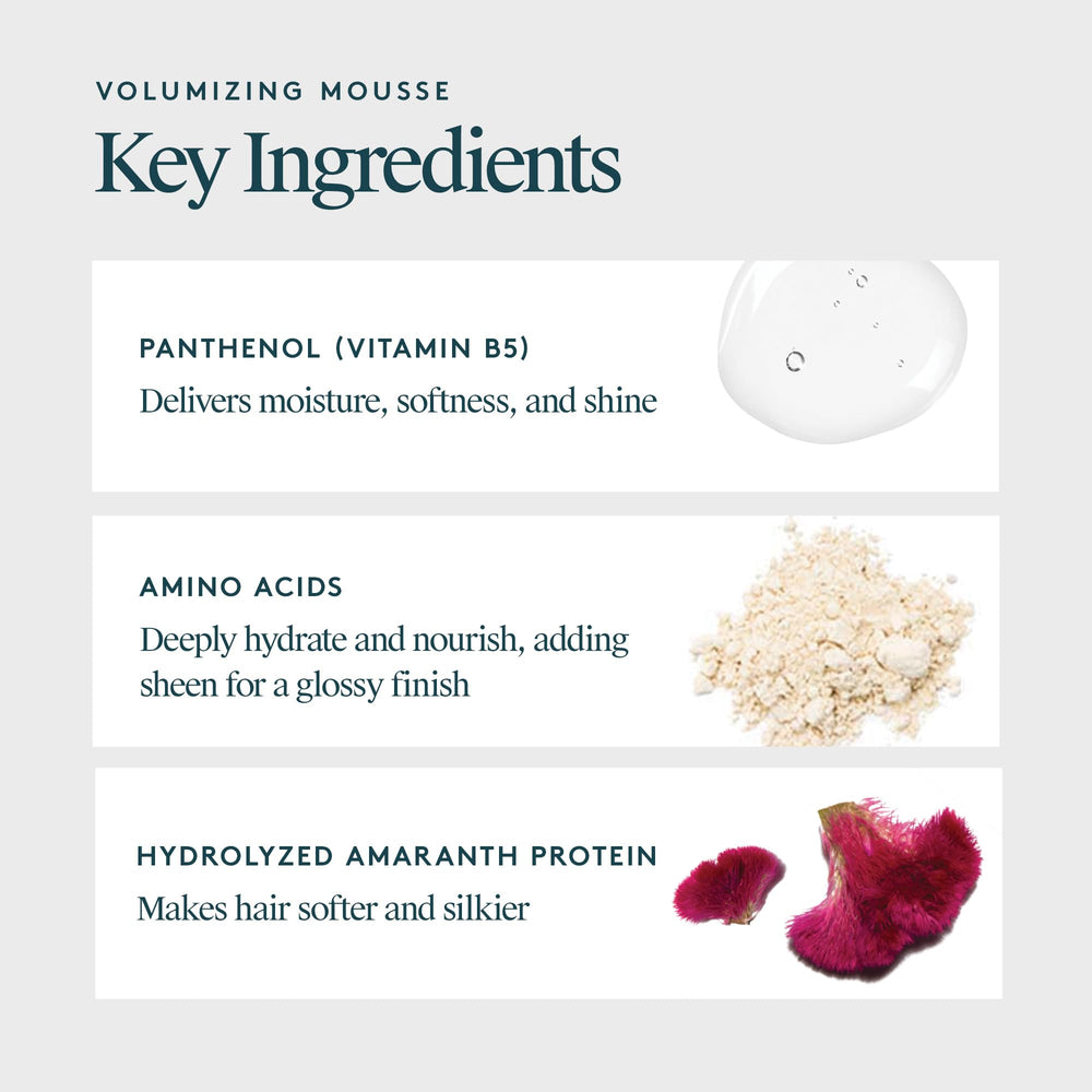 Virtue Full Volumizing Hair Mousse airy foam texture ideal for flexible hold.