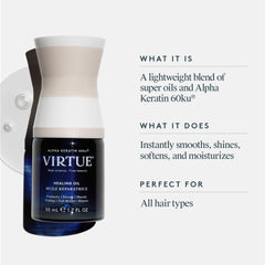 VIRTUE Healing Oil Alpha Keratin 60ku delivery to hair strands