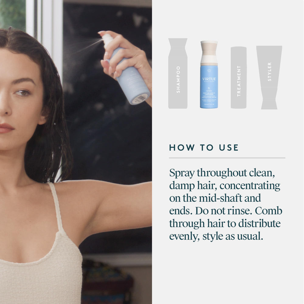 VIRTUE Purifying Leave-In Hair Conditioner Spray color-safe formula for color-treated hair