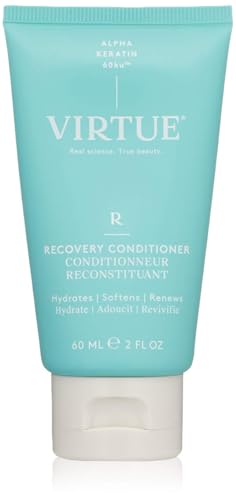 VIRTUE Recovery Shampoo and Conditioner duo displayed for complete care.