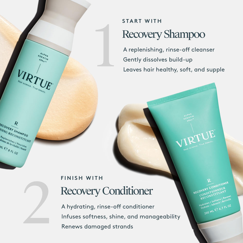 VIRTUE Recovery Shampoo Baobab Seed Oil ingredient image suggests nourishing hydration.