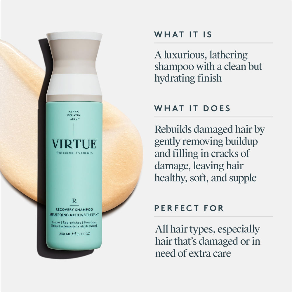 Baobab seed oil nourishes hair in Virtue Recovery Shampoo