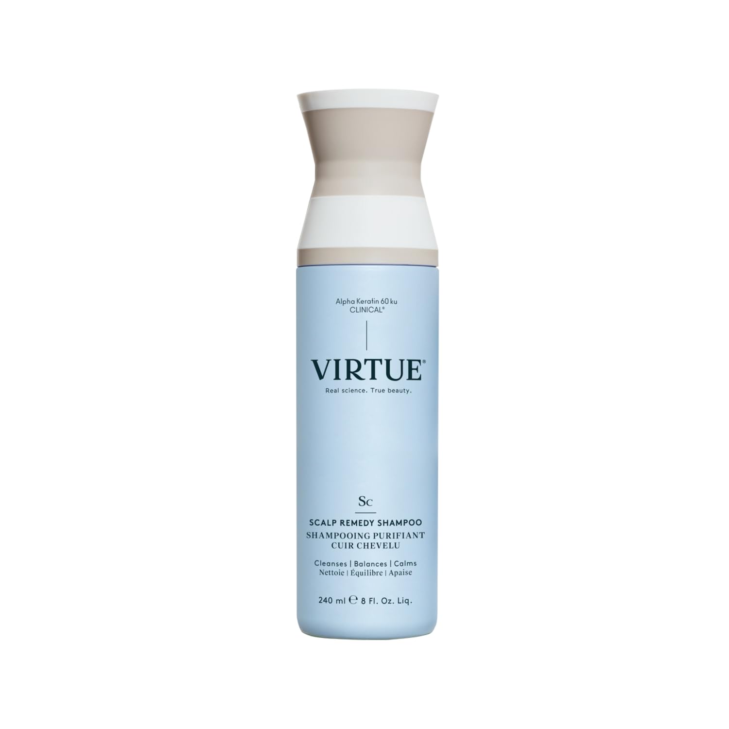 VIRTUE Scalp Remedy Shampoo bottle; fragrance-free formula for sensitive scalps