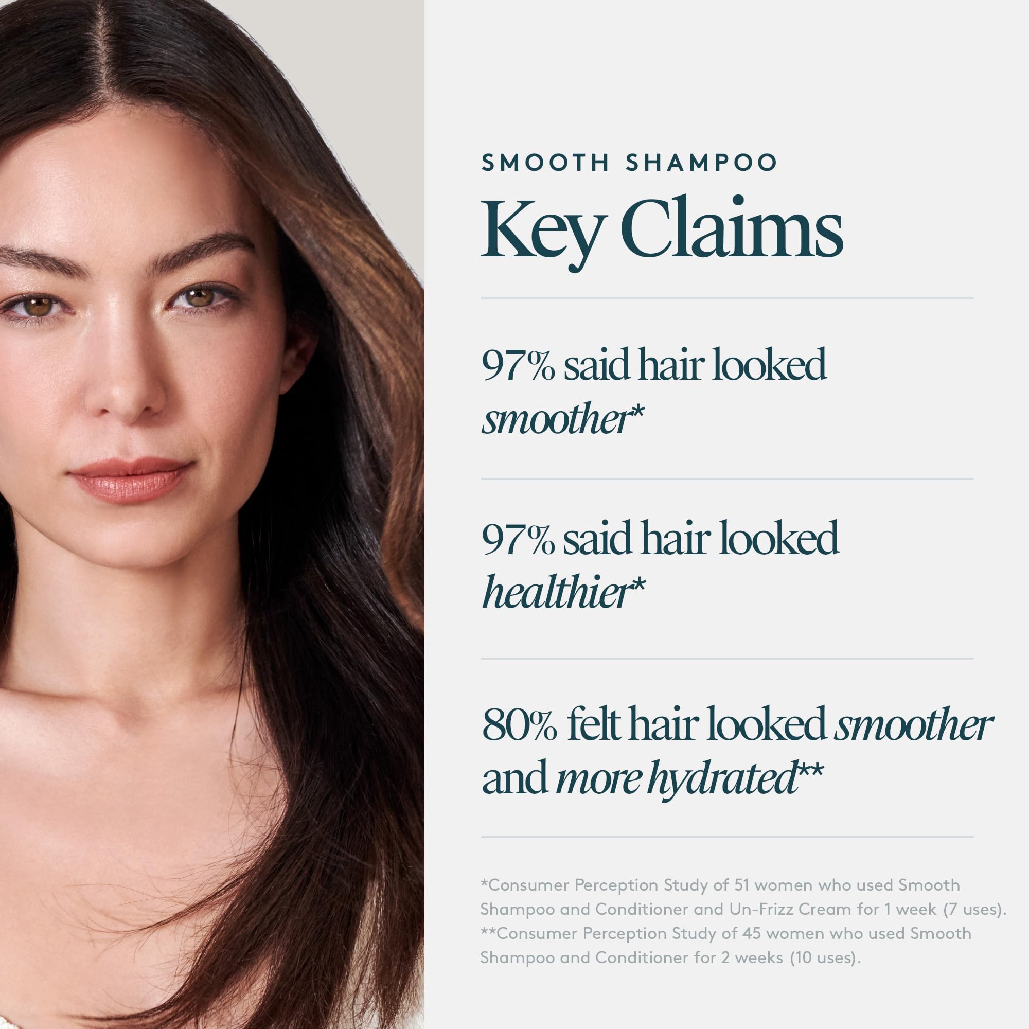 VIRTUE Smooth Shampoo sulfate-free note communicates gentle cleansing