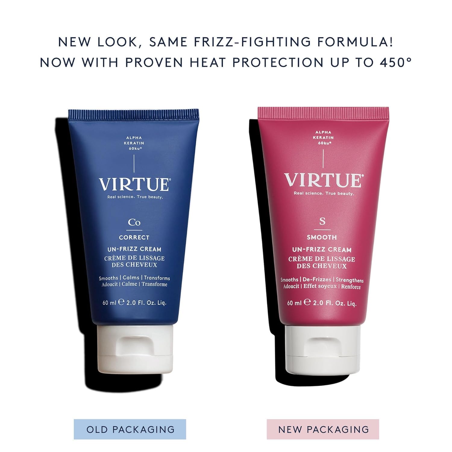 Virtue Un-Frizz alpha keratin binding close-up illustrating cuticle smoothing action.