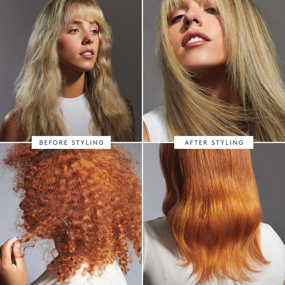 Virtue Un-Frizz leave-in cream applied on damp hair without heaviness.