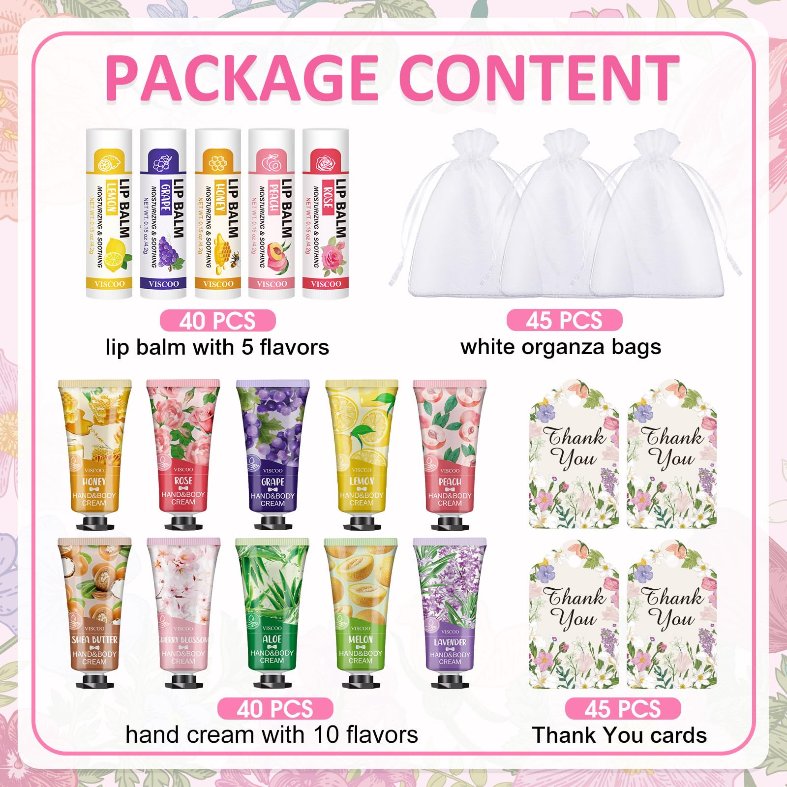 VISCOO bulk lip balm 40-pack with multiple flavors for wedding favors