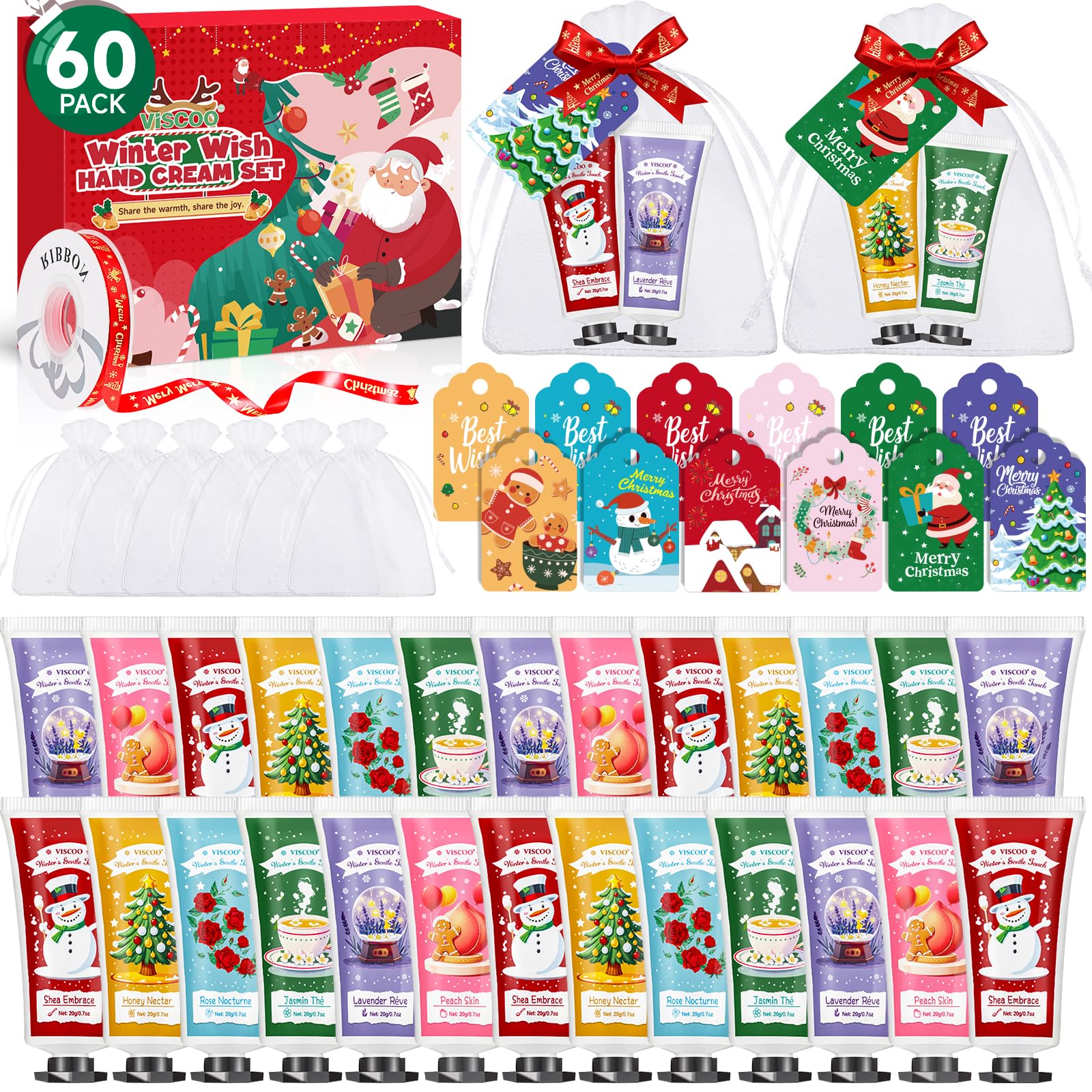 VISCOO Christmas hand cream 60-pack assortment for gifting and seasonal moisture