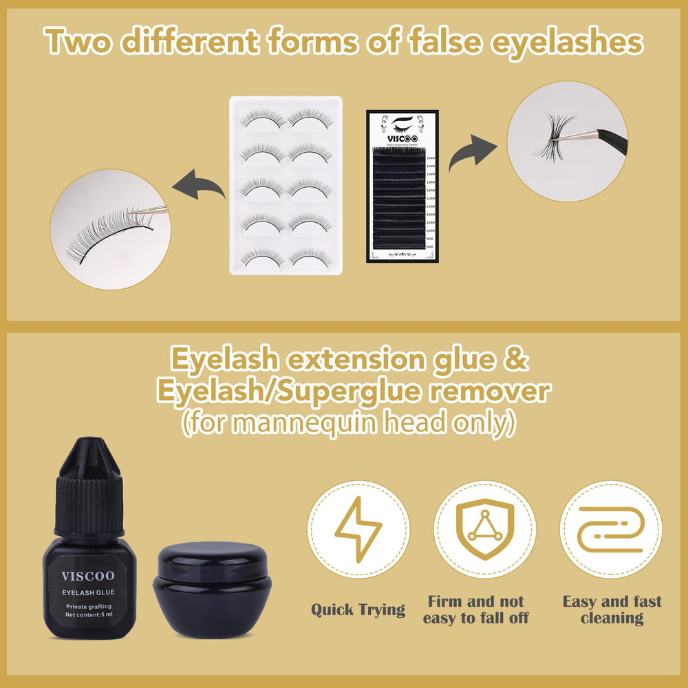 VISCOO stainless steel tweezers offer precision and control for small lashes.