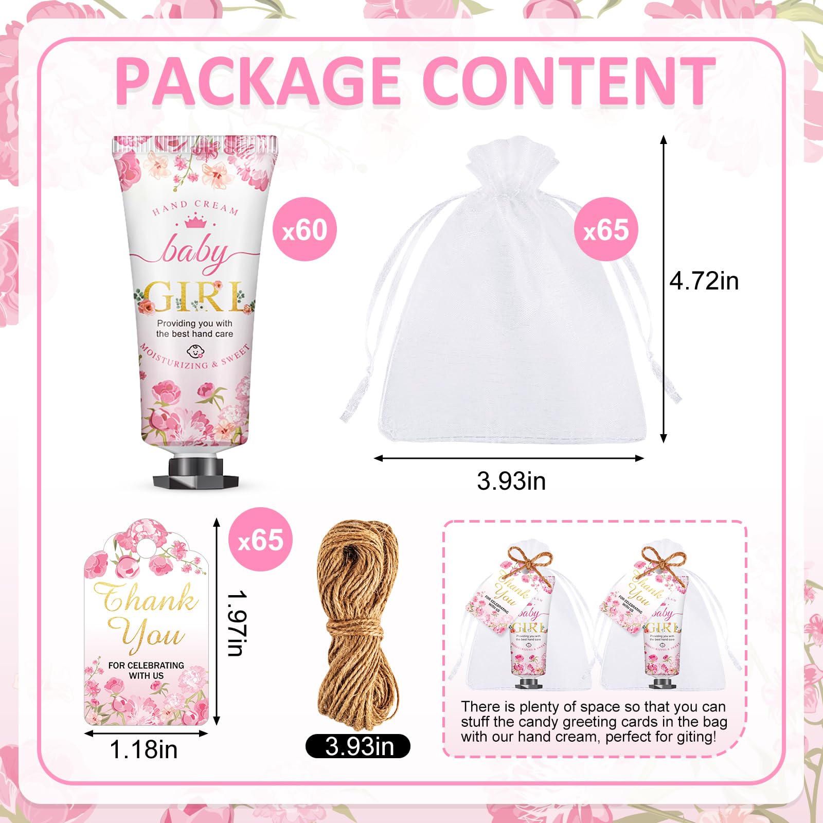 VISCOO hand cream design features baby girl pink flowers for festive decor.