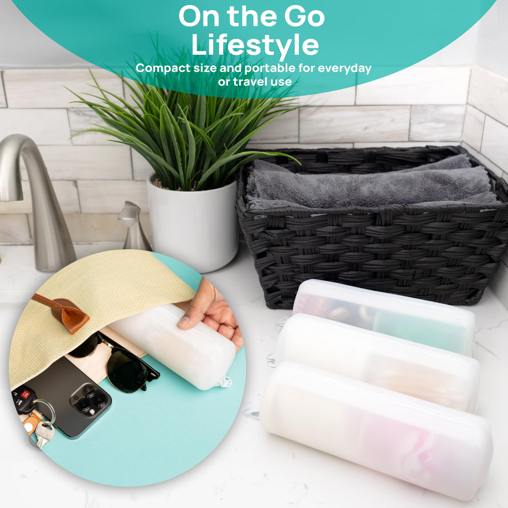 Visfresh cotton round swab travel case dual-zipper closure keeps items secure while traveling.