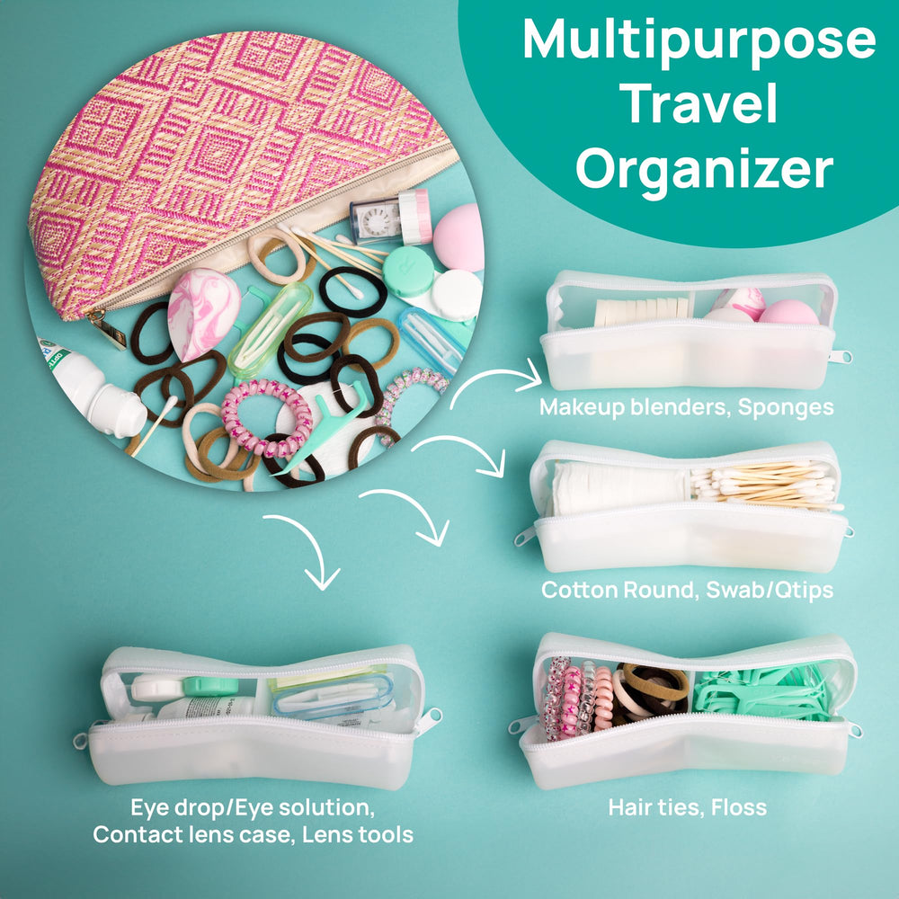Visfresh cotton round swab travel case stable base supports on countertops during grooming routines.