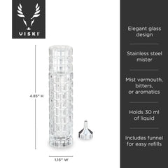Viski martini atomizer includes a stainless steel funnel for easy refills.
