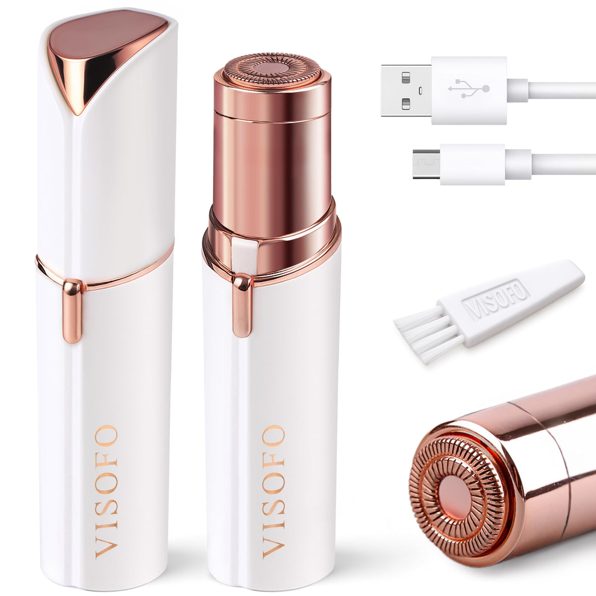 VISOFO facial hair remover upper lip close-up showing gentle peach fuzz removal