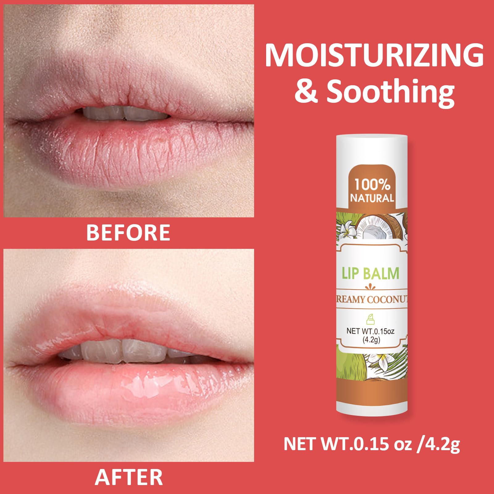 VISRIE lip balm on dry lips in use, illustrating instant hydration.