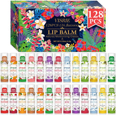 VISRIE lip balm bulk 128-pack display for bulk gifting and daily lip care.