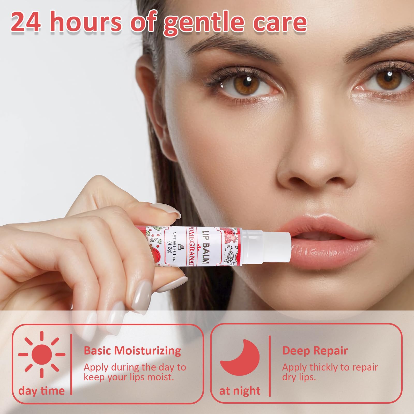 VISRIE lip balm packaging and ingredients emphasizing natural care