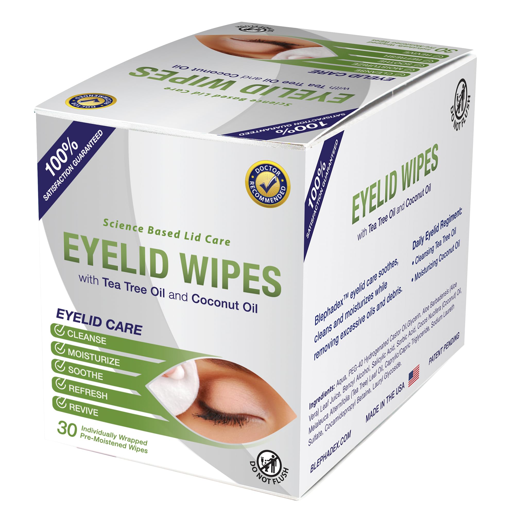 Visual Advantage Lunovus eyelid wipes cleanse debris and oils around the eyes.