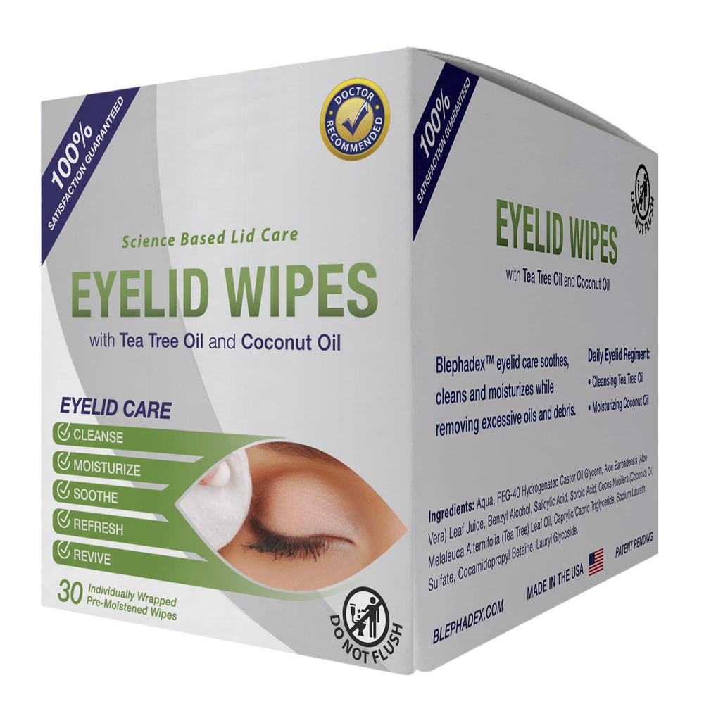 Visual Advantage Lunovus eyelid wipes individually wrapped for hygienic travel use.