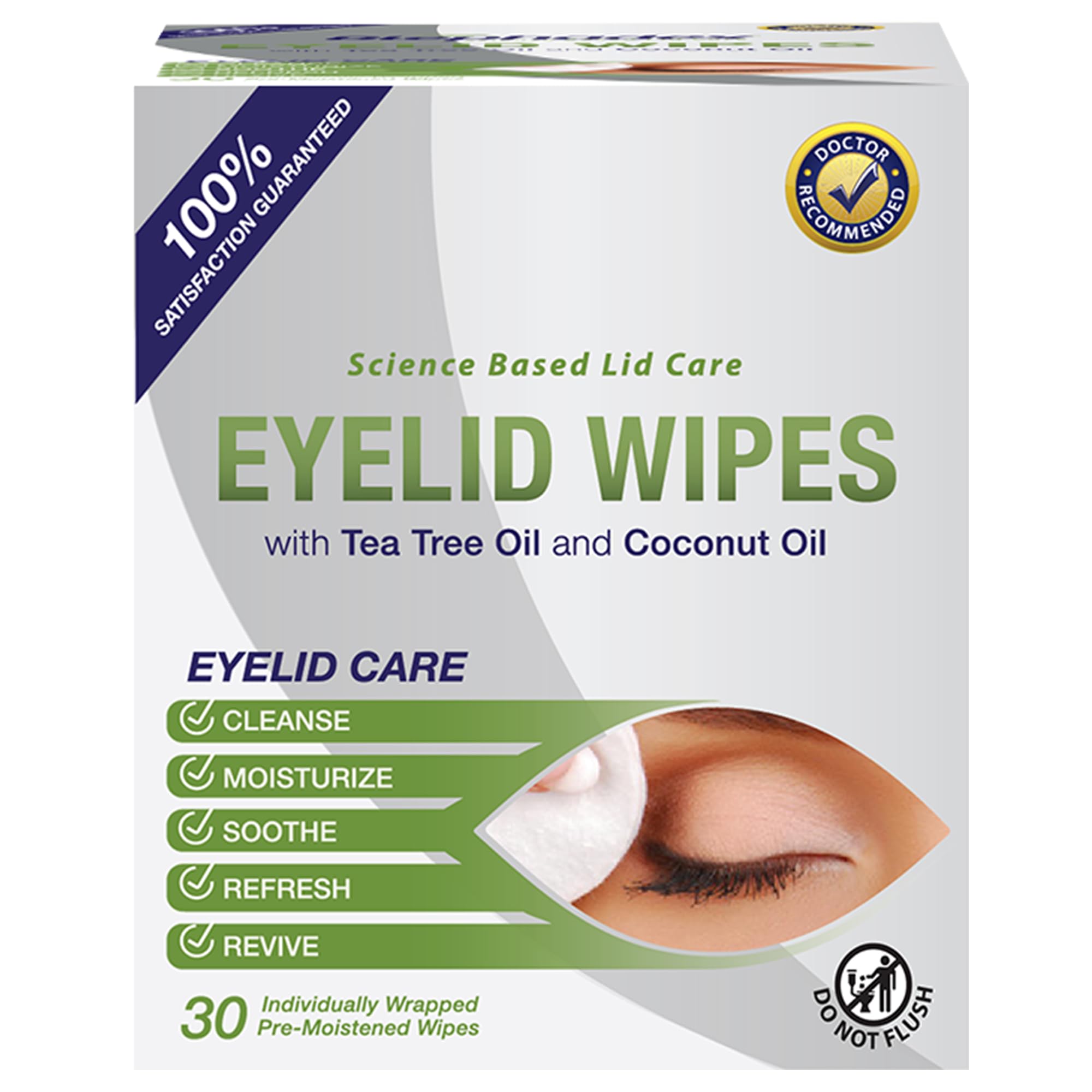 Visual Advantage Lunovus eyelid wipes being used for eyelid cleansing with tea tree oil.