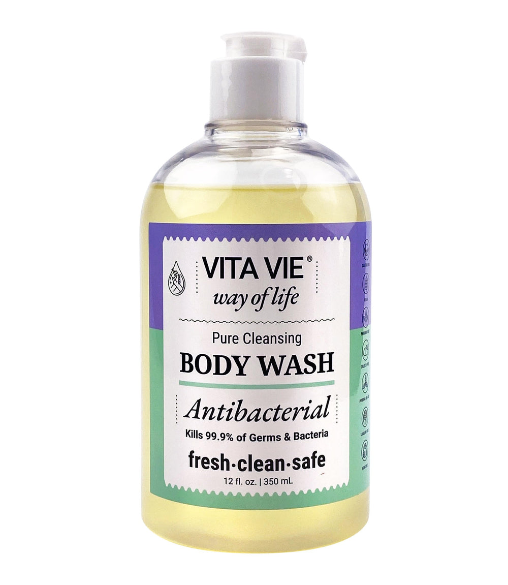 VITA VIE antibacterial body wash bottle-hero showcases refreshing cleanse for daily skin care.