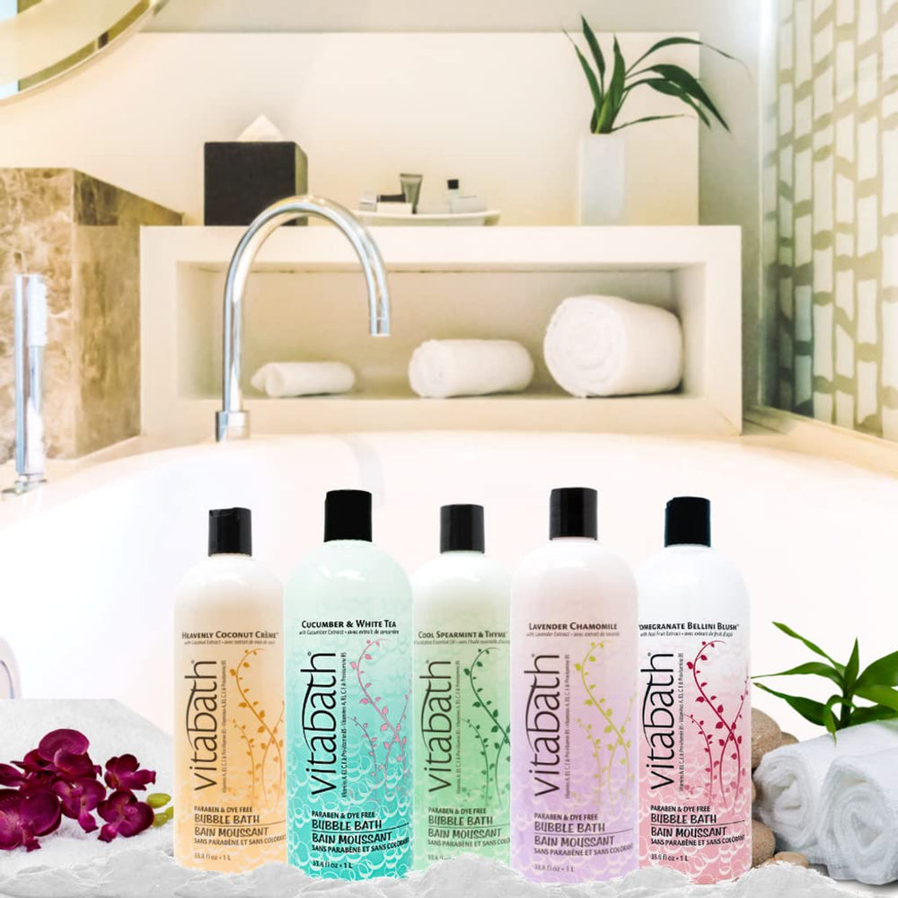 Vitabath Heavenly Coconut Creme Bubble Bath coconut-vanilla scent evokes relaxing bath ritual