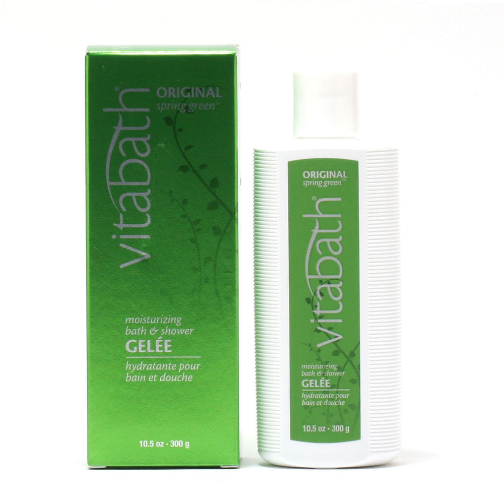 Vitabath Original Spring Green Gelee bottle for moisturizing bath and shower routines with gentle hydration.