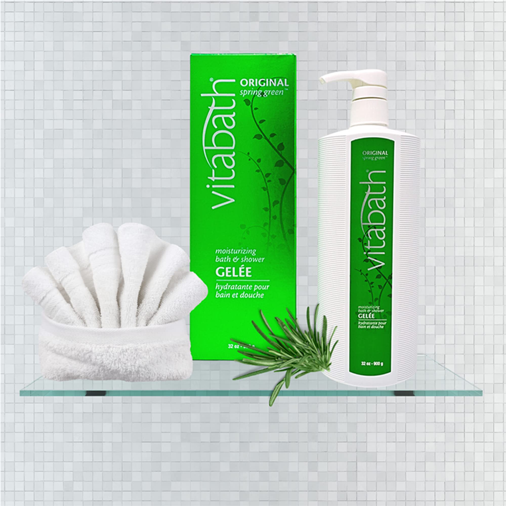 Vitabath Original Spring Green gelee texture close-up conveys creamy cleansing feel.