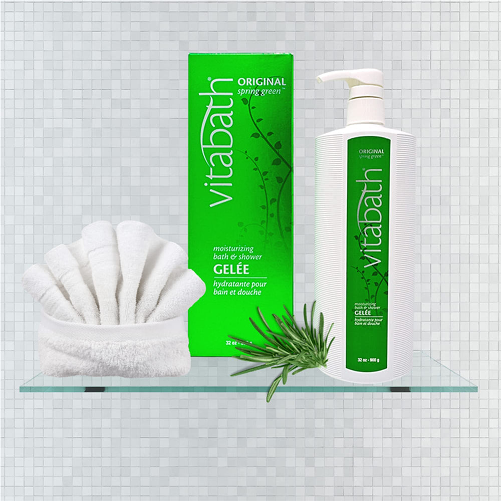 Vitabath Original Spring Green gelee texture close-up conveys creamy cleansing feel.