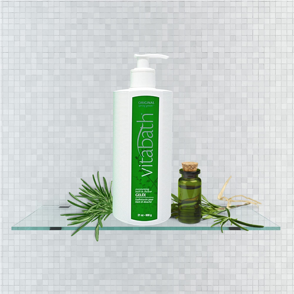 Vitabath Original Spring Green pine-rosewood scent offers refreshing aromatics.