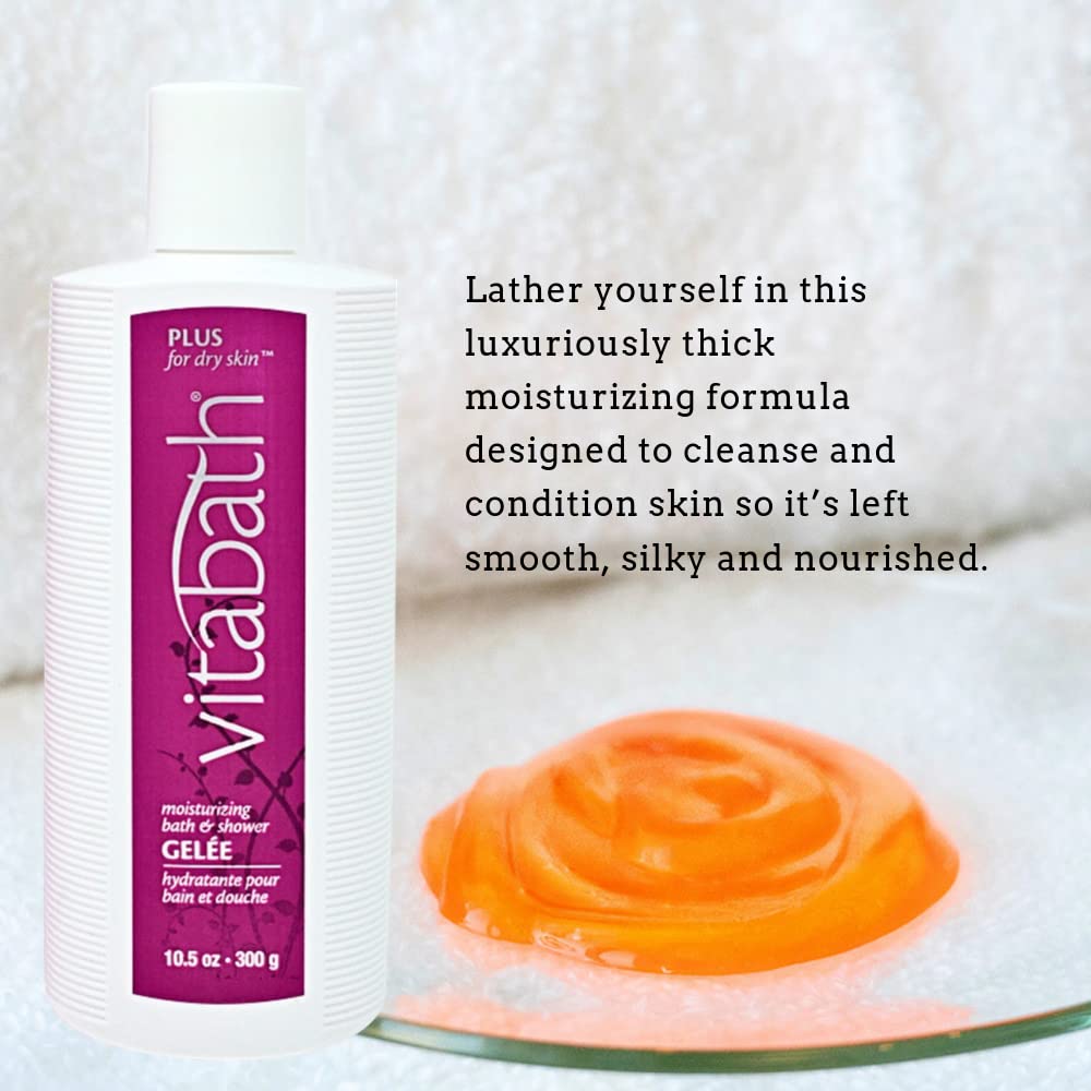 Vitabath Plus creamy texture close-up suggests gentle conditioning cleanse.