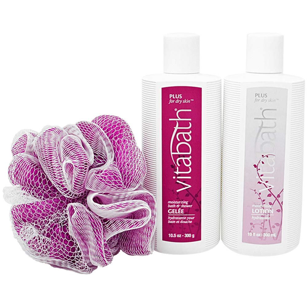 Vitabath Plus lotion bottle showing rich moisture with hazelnut oil