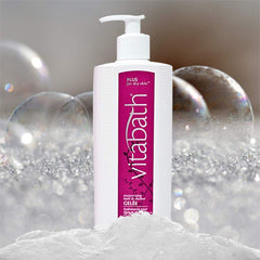 Vitabath Plus Dry Skin lush lather closeup highlights creamy texture and hydration.