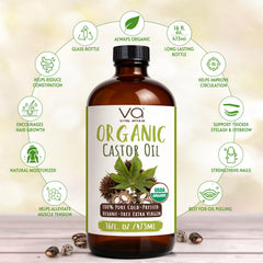 Vital Affair amber glass bottle of organic castor oil