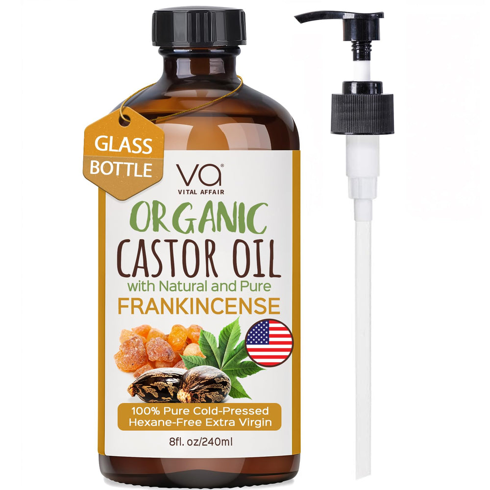 VITAL AFFAIR Castor & Frankincense oil bottle shows pure glass packaging for long-lasting freshness